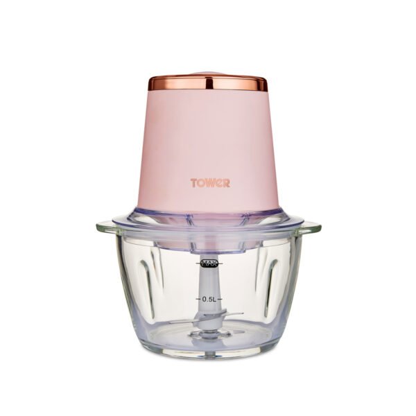 Tower T12058PNK Cavaletto 350W 1L Glass Mini Chopper - Pink and Rose Gold