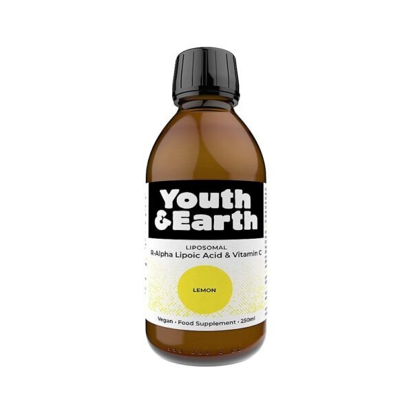 Youth & Earth Liposomal R-Alpha Lipoic Acid 200mg & Vitamin C 650mg Lemon Flavour 250ml
