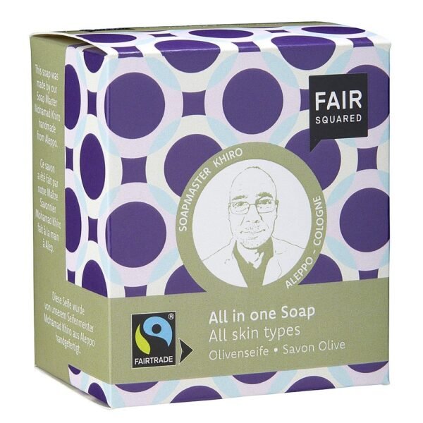 FAIR SQUARED All in One Soap (Olive) -All Skin Types (includes cotton soap bag) 2 x 80g