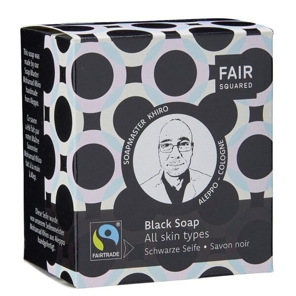 FAIR SQUARED Facial Black Soap - All Skin Types (includes cotton soap bag) 2 x 80g