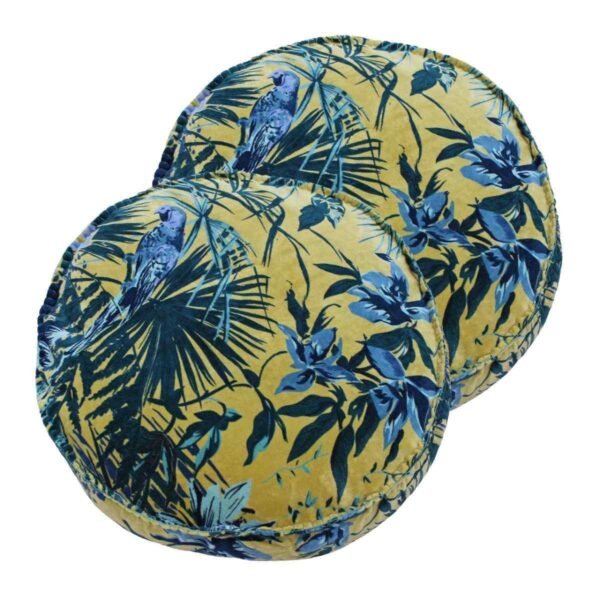 Paoletti Amazon Jungle Round Polyester Filled Cushions Twin Pack Cotton Teal