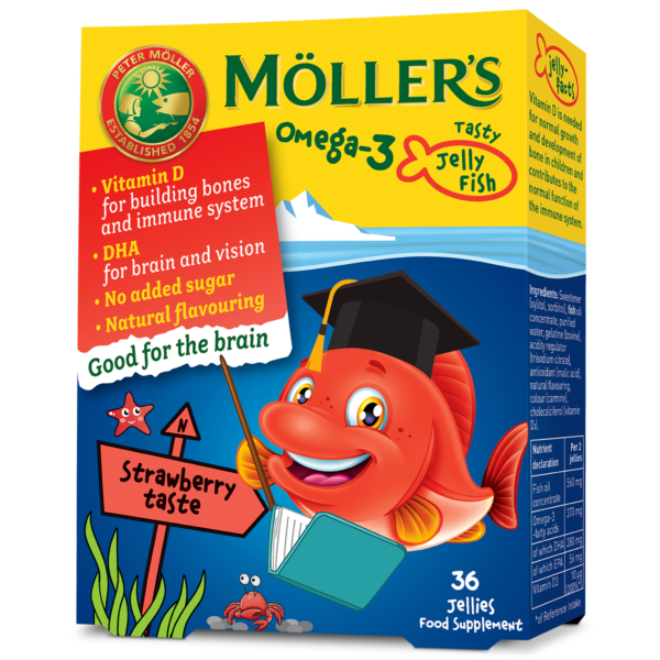 Moller's Omega 3 Jelly Fish Strawberry Gummies - 36 gummies