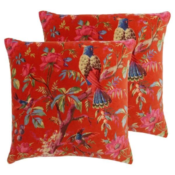 Paoletti Paradise Twin Pack Polyester Filled Cushions Orange