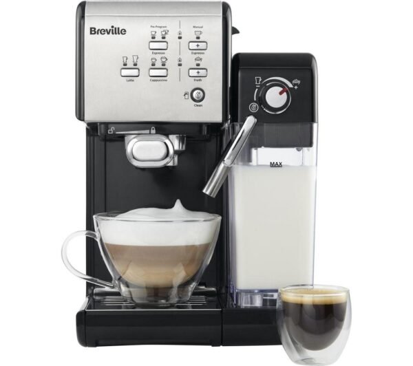 BREVILLE One-Touch VCF107 Coffee Machine - Black & Chrome, Silver/Grey,Black